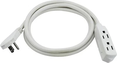 CP 6 ft 14/3 SJT, 3-Outlet Heavy Duty Flat Plug Extension Cord, White, CP10046 - Image 1 of 4