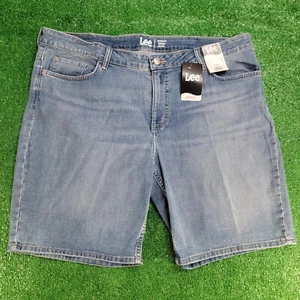 Lee Bermuda Denim Blue Jean Shorts Women's Sz 22 M Mid Rise Regular Fit Pockets - Picture 1 of 10
