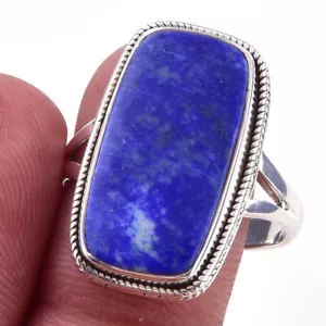 Natural Lapis Lazuli Gemstone Handmade 925 Solid Sterling Silver Ring S.10 - Picture 1 of 3