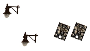 DCC Concepts LML-SWBK - 2 x 00 Gauge LED Swan Wall Lights Black +Resistor Plate1 - Picture 1 of 12