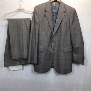 Boston Traders Hombres 2 piezas Traje Talla 44L/36-32” Chaqueta de Lana Pantalones Gris Cuadros Cuadros - Imagen 1 de 12