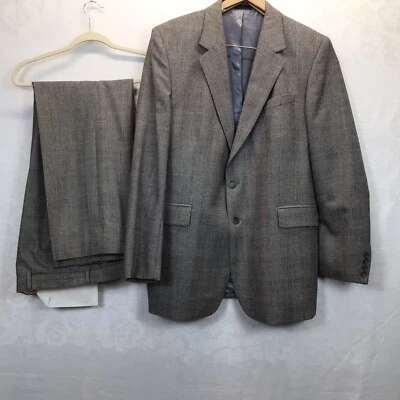 Boston Traders Hombres 2 piezas Traje Talla 44L/36-32” Chaqueta de Lana Pantalones Gris Cuadros Cuadros Foto 1 de 4