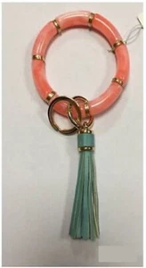 PULSERA ELÁSTICA COLOR CORAL GAMUZA BORLA LLAVERO (25) - Imagen 1 de 1