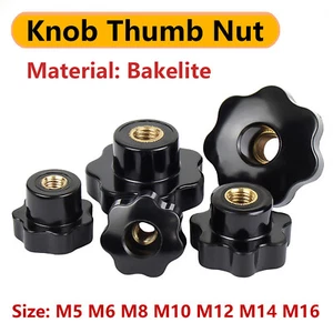 M5/M6/M8/M10-M16 Plum Hand Tighten Nuts Thumb Knob Nuts Bakelite Star Thumb Nut - Picture 1 of 19