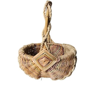 Gods Eye Basket Primitive Gathering Paper Rope Willow Rustic Folk Art 16” - Picture 1 of 10