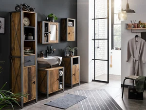 Badmöbel Set Detroit II 5teilig Holz Metall Mix Badezimmer Industrie Design - Bild 1 von 11