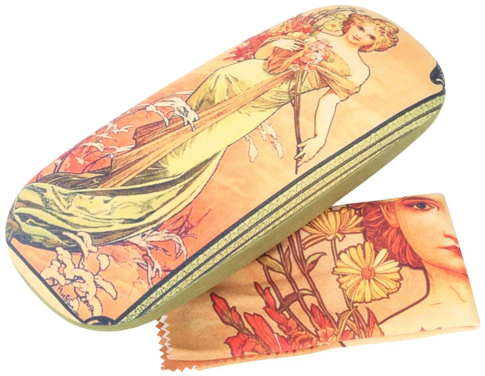 DUGGERT Mucha FRÜHLING - Edles Hartschalen-Motivetui mit passendem Microfasertuch | NEU