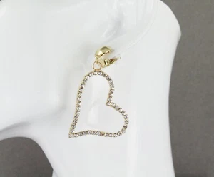 Pendientes de oro con clip de corazón transparente clips pendientes ligeros - Imagen 1 de 10