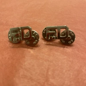 F.D. Collar Pin Insignia Silver Lapel Fire Department FD Firefighter Letters Bn - Picture 1 of 9
