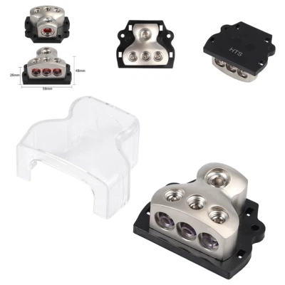 Car Audio Wire 3 Way Power Distributor Block Splitter 1*0 Gauge in 3*4 Gauge Out - Image 1 of 4