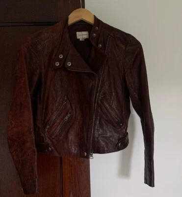 Club Monaco Moto Brown Buttery Leather Jacket Size M Biker - Image 1 of 4
