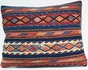 24x18" rome organization kurdish kilim pillow rectangle handmade wall art pillow - Picture 1 of 3