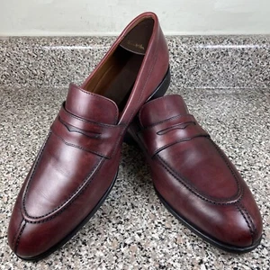 Paul Frederick Klaus Burgundy Split Toe Penny Loafer Sz 11M Made in Italy EUC - Picture 1 of 22