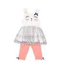 Nannette 2 Piece Infant Baby Girls Cat Glitter Mesh Short Set, 12 M