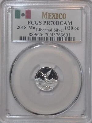 2018-Mo Mexico 1/20 Oz. Libertad Silver ~ PCGS PR70DCAM - Image 1 of 4