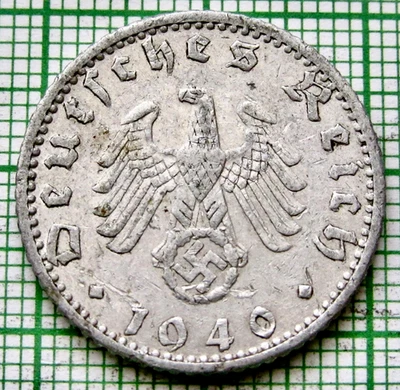 ALEMANIA TERCER Reich 1940 a 50 reichspfennig aluminio Águila Holding Esvástica Foto 1 de 4