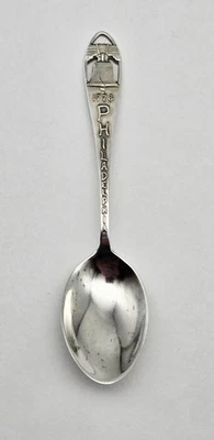 Antigua cuchara de recuerdo de plata de ley - Campana de la Libertad de Filadelfia 1776 - 6,6 g Foto 1 de 4