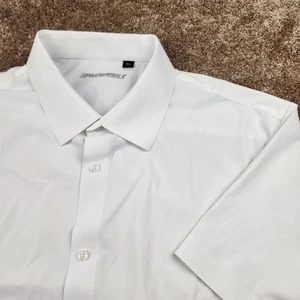 Spaidersilk XL White Short Sleeve Button Down Shirt Mens Business Casual - Picture 1 of 6