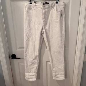 NEW Gloria Vanderbilt Womens Cuffed Boyfriend Jeans size 14 White Nautical 38x28 - Picture 1 of 7