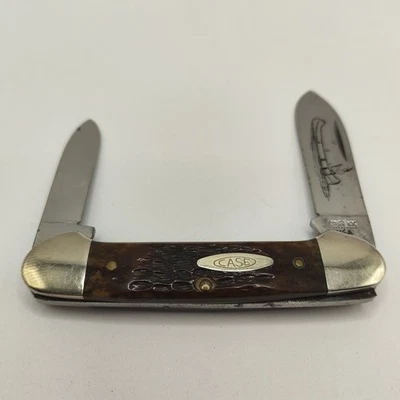 Cuchillo de colección Case XX EE. UU. 1980 10 puntos 62131 canoa mango hueso canoa grabado Foto 1 de 4