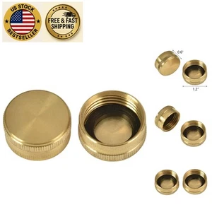 2-Pack 3/4" Brass Garden Hose End Caps with Washers for Leak-Proof Connections - Picture 1 of 8