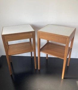 Pair Of Vintage 70's Remploy Vogelsbg Bedside Tables Teak & Formica Mid-Century - Picture 1 of 23
