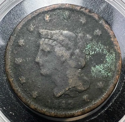 Centavo grande cabello trenzado 1842 - Moneda real mostrada - Envío gratuito y seguimiento INV#43 Foto 1 de 2