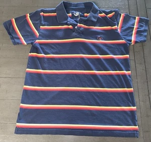 A4 MEDIUM 38/40 VTG OCEAN PACIFIC OP MENS POLO BLUE STRIPED SHIRT SURF SKATE Y2K - Picture 1 of 18