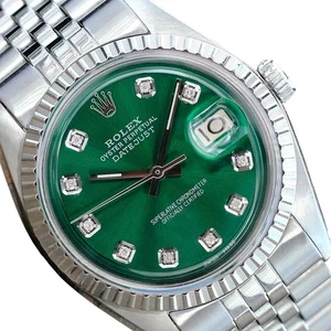 Orologio Rolex Uomo Datejust Acciaio Inox Quadrante Verde Diamante Motore Girato 36mm - Foto 1 di 24