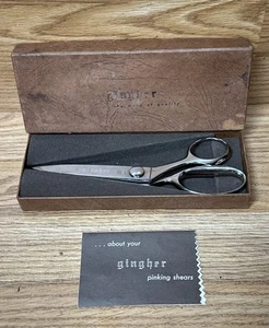 Vintage Gingher Pinking Shears G-7P with Box - Chrome Scissors/ Right Hand. - Picture 1 of 6