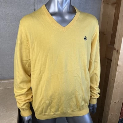 Suéter Pullover Brooks Brothers 346 Mezcla Lana Merino Cuello en V Amarillo Para Hombre XL Foto 1 de 4