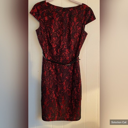 Abito Alyx donna 8 rosso nero pizzo sovrapposizione cintura festa corpcore capriccioso