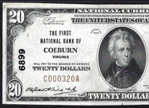 🇺🇸 VA 1929 $20 ♚♚COEBURN, VIRGINIA♚♚ PMG EXTREMELY FINE 40 VERY RARE!!! - Picture 1 of 3