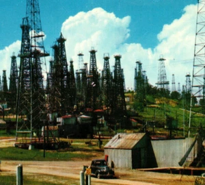 Produktion Ölquellen berühmte Signal Hill Long Beach Fabrik CA Vintage Postkarte - Bild 1 von 4