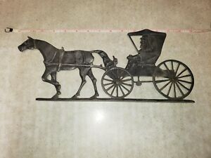 Vtg Antique Horse & Buggy Carriage Weathervane Or Mailbox Topper,Salvaged Find