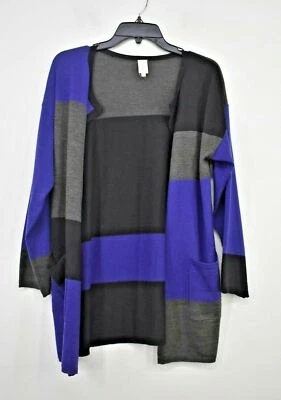 Jones New York Women Stripe Long Sleeve Open Front Wool Blend Knit Cardigan S - Image 1 of 4