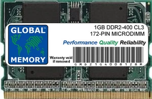 1GB DDR2 400MHz PC2-3200 172-PIN Mémoire RAM Pour Portables / PC Portable - Picture 1 of 1