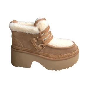 UGG Women's Classic New Heights Lace Up Chestnut Suede Platform Boots 1167772 - Picture 1 of 8