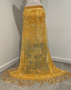 Yellow Silk Chiffon Velvet Burnout Scarf 40”x40” Wide - Picture 1 of 5