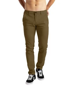 Mens Chino Trousers Slim Fit Straight Leg Casual Cotton Business Office Trousers - Picture 1 of 16