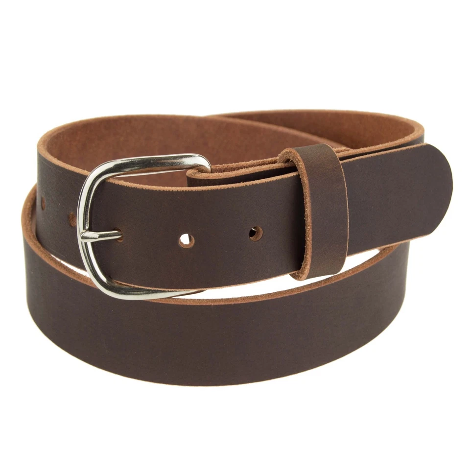 Para hombres_Cinturón de cuero de búfalo_1 1/4" de ancho_Hebilla de acabado de níquel_142 Foto 1 de 1