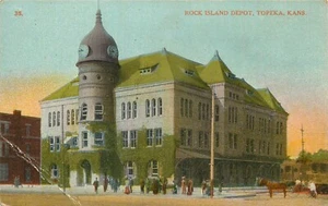 Postal Rock Island Depot Topeka Kansas dividida sin publicar C 1915 - Imagen 1 de 2