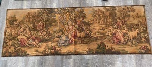 ANTIQUE HAND WOVEN FRENCH TAPESTRY Wall Hanging Lovers 56”Wx 19.5” HTable Runner - Picture 1 of 11