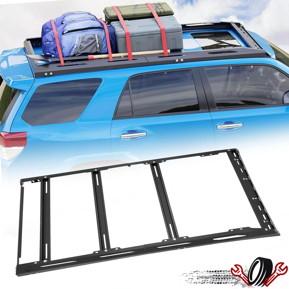 For Toyota 4 Runner 4Runner 2010-24 Powder Coated Roof Rack Cargo Carrier Basket Foto 1 de 4