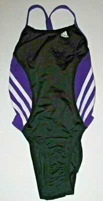 Traje de baño ADIDAS para niñas 24 negro púrpura empalme sólido vórtice espalda 1 pieza equipo de natación Foto 1 de 2