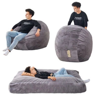 Silla cama bolsa de frijoles gigante para adultos, bolsa de frijoles convertible se pliega de Lazy Chair Foto 1 de 4