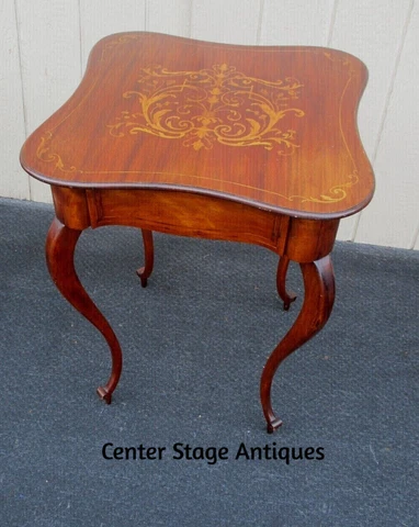 63608 Antique HAND  Made Inlaid Mahogany Lamp Table Stand Cover