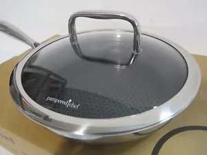 Pampered Chef Stainless Steel Nonstick 10" Skillet Frying Pan Cover W/ Cover NEW - Picture 1 of 5