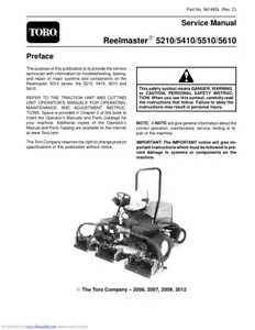 Manual de servicio Toro 5210 5410 5510 5610 | Reelmaster | CD O USB - Imagen 1 de 8