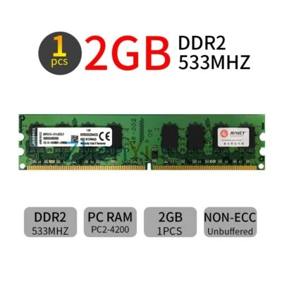 2GB DDR2 533MHz  PC2-4200U KVR533D2N4/2G 240Pin Desktop DIMM Memory For Kingston - Image 1 of 4